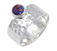 JEWELSTREZORO TSR134AA - Anillo de plata de ley 925 maciza para hombres y mujeres, hecho a mano, K 1/2, Metal Piedra preciosa., púrpura, cobre turquesa