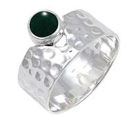 JEWELSTREZORO TSR134AA - Anillo de plata de ley 925 maciza para hombres y mujeres, hecho a mano, K, Metal Piedra preciosa., Jade verde