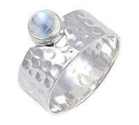 JEWELSTREZORO TSR134AA - Anillo de plata de ley 925 maciza para hombres y mujeres, hecho a mano, T, Metal Piedra preciosa., Piedra lunar