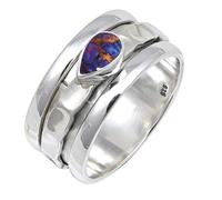 JEWELSTREZORO TSR141AA - Anillo de plata de ley 925 maciza para hombres y mujeres, hecho a mano, O, Metal Piedra preciosa., púrpura, cobre turquesa