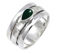 JEWELSTREZORO TSR141AA - Anillo de plata de ley 925 maciza para hombres y mujeres, hecho a mano, U 1/2, Metal Piedra preciosa., Jade verde