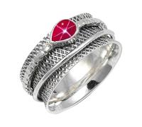 JEWELSTREZORO TSR142AA - Anillo de plata de ley 925 maciza para hombres y mujeres, hecho a mano, U 1/2, Metal Piedra preciosa., Lindy Star rosa cultivada en laboratorio