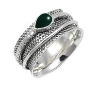 JEWELSTREZORO TSR142AA - Anillo de plata de ley 925 maciza para hombres y mujeres, hecho a mano, U 1/2, Metal Piedra preciosa., Jade verde