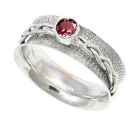 JEWELSTREZORO TSR143AA - Anillo de plata de ley 925 maciza para hombres y mujeres, hecho a mano, J, Metal Piedra preciosa., Turmalina rosa cultivada en laboratorio