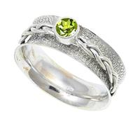 JEWELSTREZORO TSR143AA - Anillo de plata de ley 925 maciza para hombres y mujeres, hecho a mano, K 1/2, Metal Piedra preciosa., Peridoto