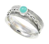 JEWELSTREZORO TSR143AA - Anillo de plata de ley 925 maciza para hombres y mujeres, hecho a mano, W, Metal Piedra preciosa., Calcedonia agua
