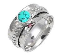 JEWELSTREZORO TSR144AA - Anillo de plata de ley 925 maciza para hombres y mujeres, hecho a mano, Large, Metal Piedra preciosa., Turquesa creada en laboratorio