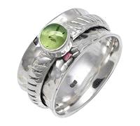 JEWELSTREZORO TSR144AA - Anillo de plata de ley 925 maciza para hombres y mujeres, hecho a mano, S 1/2, Metal Piedra preciosa., Prehnita