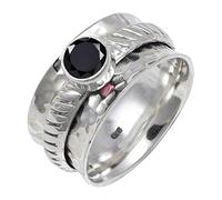 JEWELSTREZORO TSR144AA - Anillo de plata de ley 925 maciza para hombres y mujeres, hecho a mano, T, Metal Piedra preciosa., Ónix