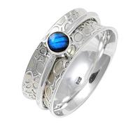 JEWELSTREZORO TSR145AA - Anillo de plata de ley 925 maciza para hombres y mujeres, hecho a mano, N, Metal Piedra preciosa., Labradorita