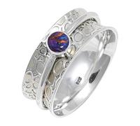 JEWELSTREZORO TSR145AA - Anillo de plata de ley 925 maciza para hombres y mujeres, hecho a mano, S, Metal Piedra preciosa., púrpura, cobre turquesa