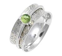 JEWELSTREZORO TSR145AA - Anillo de plata de ley 925 maciza para hombres y mujeres, hecho a mano, S, Metal Piedra preciosa., Prehnita