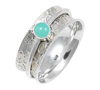 JEWELSTREZORO TSR145AA - Anillo de plata de ley 925 maciza para hombres y mujeres, hecho a mano, W, Metal Piedra preciosa., Calcedonia agua