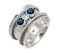 JEWELSTREZORO TSR146AA - Anillo de plata de ley 925 maciza para hombres y mujeres, hecho a mano, P 1/2, Metal Piedra preciosa., Topacio azul londinense cultivado en laboratorio