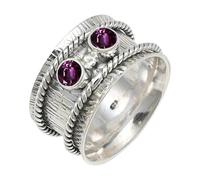 JEWELSTREZORO TSR146AA - Anillo de plata de ley 925 maciza para hombres y mujeres, hecho a mano, W, Metal Piedra preciosa., Rodolita cultivada en laboratorio