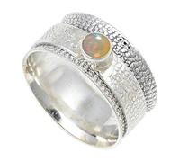 JEWELSTREZORO TSR147AA - Anillo de plata de ley 925 maciza para hombres y mujeres, hecho a mano, H, Metal Piedra preciosa., Ópalo
