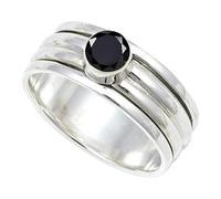 JEWELSTREZORO TSR148AA - Anillo de plata de ley 925 maciza para hombres y mujeres, hecho a mano, I, Metal Piedra preciosa., Ónix