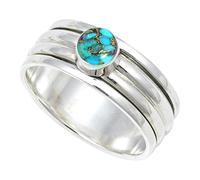 JEWELSTREZORO TSR148AA - Anillo de plata de ley 925 maciza para hombres y mujeres, hecho a mano, J, Metal Piedra preciosa., Azul cobre turquesa.