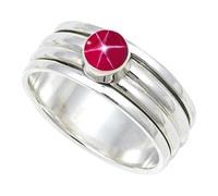 JEWELSTREZORO TSR148AA - Anillo de plata de ley 925 maciza para hombres y mujeres, hecho a mano, N, Metal Piedra preciosa., Lindy Star rosa cultivada en laboratorio