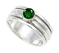 JEWELSTREZORO TSR148AA - Anillo de plata de ley 925 maciza para hombres y mujeres, hecho a mano, R, Metal Piedra preciosa., Óxido de cromo cultivado en laboratorio