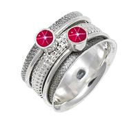 JEWELSTREZORO TSR149AA - Anillo de plata de ley 925 maciza para hombres y mujeres, hecho a mano, M 1/2, Metal Piedra preciosa., Lindy Star rosa cultivada en laboratorio