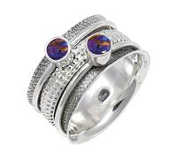 JEWELSTREZORO TSR149AA - Anillo de plata de ley 925 maciza para hombres y mujeres, hecho a mano, Q 1/2, Metal Piedra preciosa., púrpura, cobre turquesa