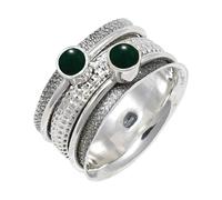 JEWELSTREZORO TSR149AA - Anillo de plata de ley 925 maciza para hombres y mujeres, hecho a mano, R, Metal Piedra preciosa., Jade verde