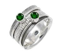 JEWELSTREZORO TSR149AA - Anillo de plata de ley 925 maciza para hombres y mujeres, hecho a mano, W, Metal Piedra preciosa., Óxido de cromo cultivado en laboratorio