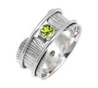 JEWELSTREZORO TSR156AA - Anillo de plata de ley 925 maciza para hombres y mujeres, hecho a mano, Large, Metal Piedra preciosa., Peridoto