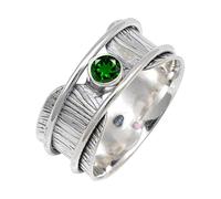 JEWELSTREZORO TSR156AA - Anillo de plata de ley 925 maciza para hombres y mujeres, hecho a mano, Q, Metal Piedra preciosa., Óxido de cromo cultivado en laboratorio