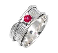 JEWELSTREZORO TSR156AA - Anillo de plata de ley 925 maciza para hombres y mujeres, hecho a mano, T 1/2, Metal Piedra preciosa., Lindy Star rosa cultivada en laboratorio