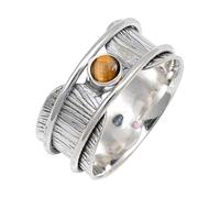 JEWELSTREZORO TSR156AA - Anillo de plata de ley 925 maciza para hombres y mujeres, hecho a mano, V, Metal Piedra preciosa., Ojo de tigre