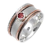 JEWELSTREZORO TSR157AA - Anillo de plata de ley 925 maciza para hombres y mujeres, hecho a mano, Q 1/2, Metal Piedra preciosa., Turmalina rosa cultivada en laboratorio