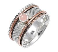 JEWELSTREZORO TSR157AA - Anillo de plata de ley 925 maciza para hombres y mujeres, hecho a mano, V 1/2, Metal Piedra preciosa., Cuarzo rosa