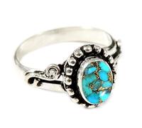 JEWELSTREZORO TSR190AA - Anillo de plata de ley 925 maciza para hombre y mujer, artículo de regalo, joyería hecha a mano en todos los tamaños, J, Metal Piedra preciosa., Azul cobre turquesa.