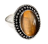 JEWELSTREZORO TSR197AA - Anillo de plata de ley 925 maciza para hombres y mujeres, todos los tamaños, hecho a mano, U 1/2, Metal Piedra preciosa., Ojo de tigre