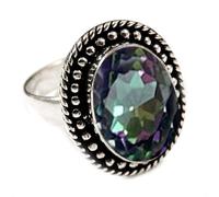 JEWELSTREZORO TSR197AA - Anillo de plata de ley 925 maciza para hombres y mujeres, todos los tamaños, hecho a mano, I, Metal Piedra preciosa., Topacio místico