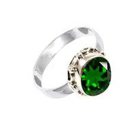 JEWELSTREZORO TSR242AA - Anillo de plata de ley 925 maciza para hombres y mujeres, hecho a mano, todos los tamaños, Q, Metal Piedra preciosa., Óxido de cromo cultivado en laboratorio