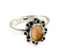 JEWELSTREZORO TSR251AA - Anillo de plata de ley 925 maciza para hombre y mujer, artículo de regalo, joyería hecha a mano en todos los tamaños, Q, Metal Piedra preciosa., Ojo de tigre