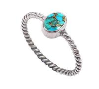 JEWELSTREZORO TSR332AA - Anillo de plata de ley 925 maciza para hombre y mujer, joyería hecha a mano en todos los tamaños, V 1/2, Metal Piedra preciosa., Azul cobre turquesa.