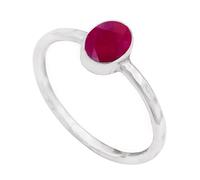 JEWELSTREZORO TSR336AA - Anillo de plata de ley 925 maciza con piedras preciosas de granate, para hombres y mujeres, hecho a mano, O, Metal Piedra preciosa., Rubí cultivado en laboratorio
