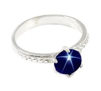 JEWELSTREZORO TSR358AA - Anillo de plata de ley para hombre y mujer, hecho a mano, para hombre y mujer, W, Metal Piedra preciosa., Blue Lindy Star cultivado en laboratorio