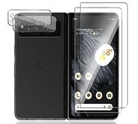 Jewloofa Protector de Pantalla Compatible con Google Pixel Fold Cristal Templado [2 Piezas] y Protector de Lente cámara [2 Piezas], 9H Dureza/Anti-Arañazos, Vidrio Templado para Google Pixel Fold