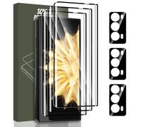 Jewloofa Protector de Pantalla Compatible con Honor Magic V2 Cristal Templado [3 Piezas] y Protector de Lente cámara [3 Piezas], 9H Dureza, Vidrio Templado para Honor Magic V2