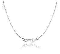 Jewlpire Collar de cadena de oro macizo 18K sobre plata de ley 925 para mujeres y niñas, cadena 0,8 mm, cierre mosquetón, súper fina y fuerte