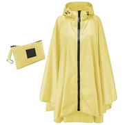 Jewlri Poncho de lluvia impermeable para mujer Elegante poncho reutilizable para senderismo Ciclismo al aire libre Versátil con capucha (Amarillo)