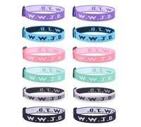 JEWPRAK WWJD - Paquete de pulseras tejidas con texto en inglés "What Would Jesus", Large, Poliéster, No es una piedra preciosa