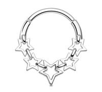 Jewseen Pendientes de acero inoxidable con forma de estrella y hélice, de 16 g, para tabique, nariz, cartílago, piercing para tragus, joyería, 16G 10MM, Acero inoxidable