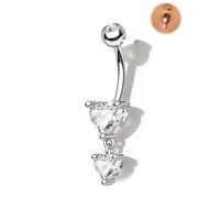 Jewseen Piercing para ombligo colgante de 14 G, para mujer, acero quirúrgico 316L, hipoalergénico, para mujer, 10mm, Acero inoxidable Circonia cúbica, Circonita cúbica