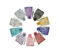 Jexila 100 bolsas de organza arcoíris de 4 x 6 pulgadas, bolsas de regalo de joyería con cordón para bodas, fiestas, bolsas de Navidad (pestañas arcoíris)